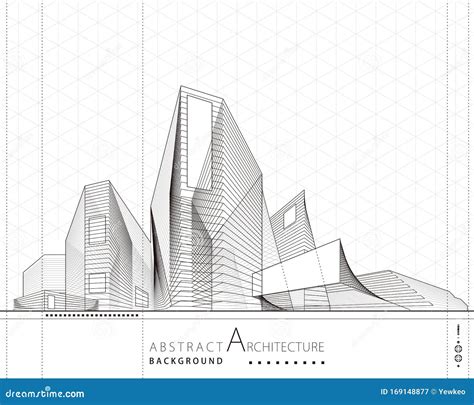 3D Illustration Abstract Architecture Building Line Drawing. Stock Vector - Illustration of ...