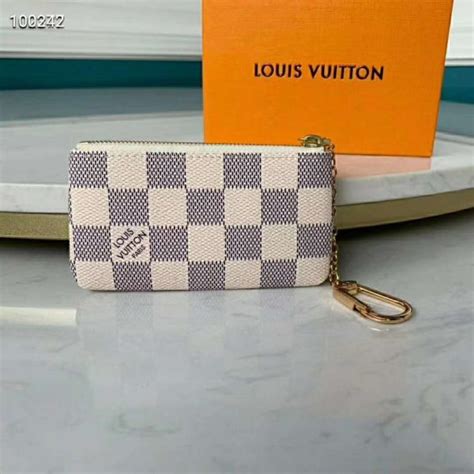 Louis Vuitton LV Unisex Key Pouch Damier Azur Canvas-Grey - LULUX