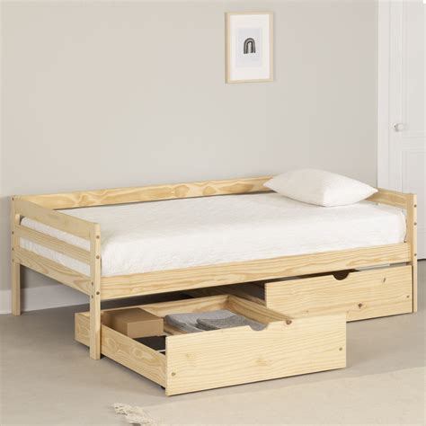 South Shore Sweedi Twin Solid Wood Daybed With Storage Drawers Natural ...