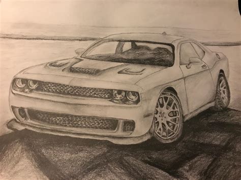 Drawing of challenger SRT Hellcat by TrevorPhilips1 on DeviantArt