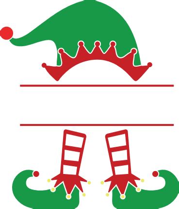 elf boy hat and shoes, monogram frame, christmas - free svg file for members - SVG Heart