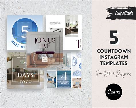 Countdown Instagram Posts Template Editable Canva Interior - Etsy