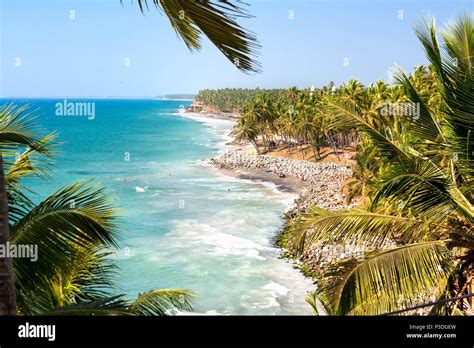 Panoramic view on Tropical beaches in Kerala, India Stock Photo - Alamy