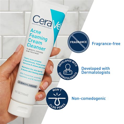 CeraVe Acne Foaming Cream Cleanser Acne Control Cleanser AHA BHA Acne ...