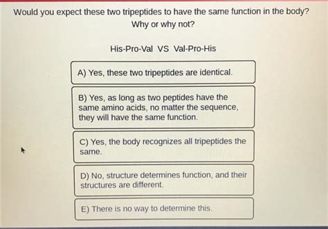 Solved Would you expect these two tripeptides to have the | Chegg.com