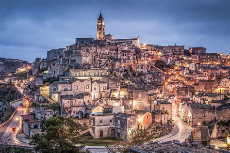 The Sassi of matera by night, ancient town, matera landscape by ...