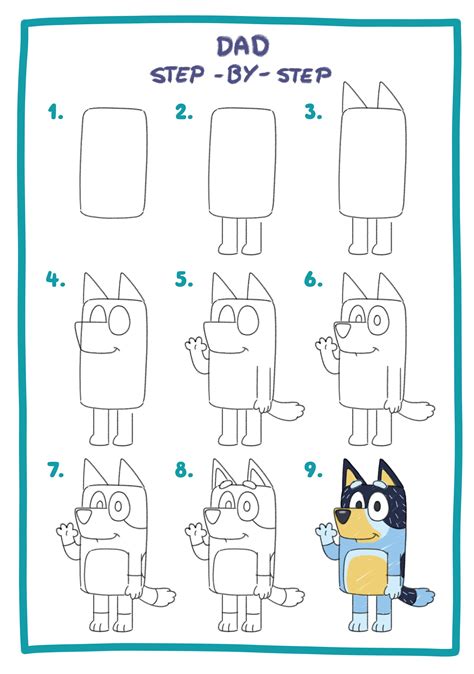 How to draw Bandit Heeler - Bluey Official Website