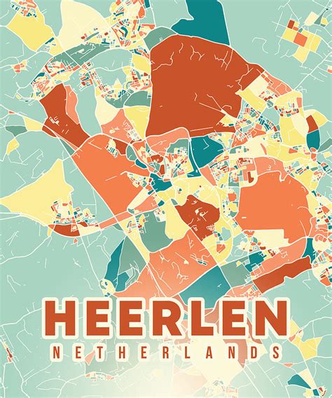 Heerlen Netherlands Map Digital Art by Alexandru Chirila - Fine Art America