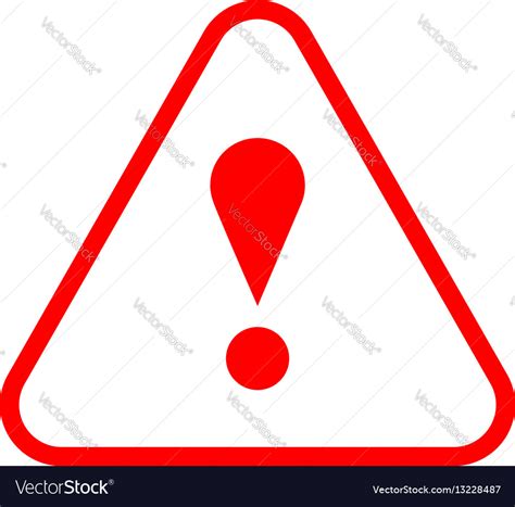 Red triangle exclamation mark icon warning sign Vector Image