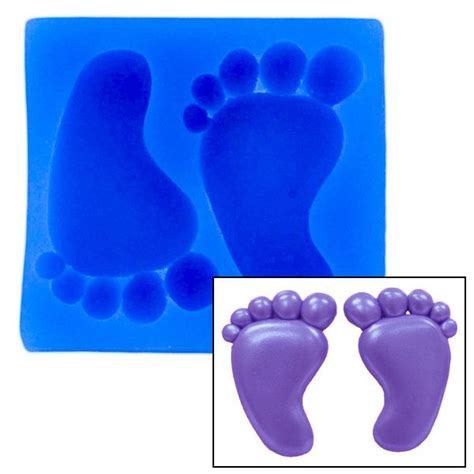 Small Baby Feet Mold by First Impressions Molds. Two cavities, each measuring approximately 1 x ...