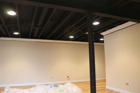 painted black ceiling w/ crown molding | Basement ceiling painted ...