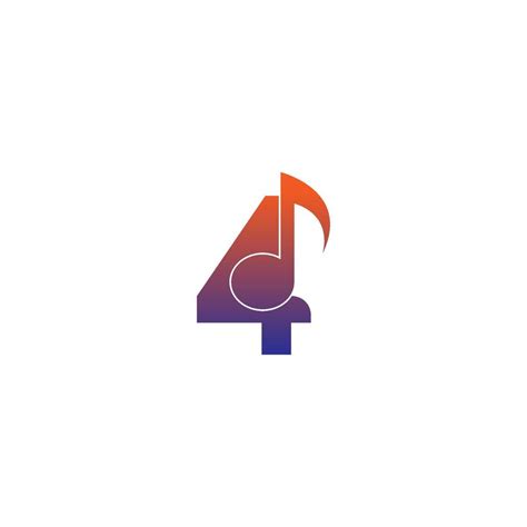 Number 4 logo icon with musical note design symbol template 6832933 ...