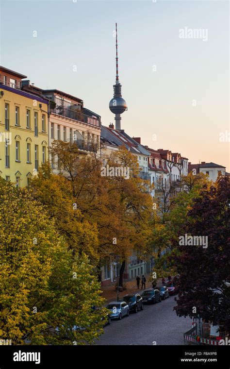 Apartments in Berlin's Prenzlauer Berg neighborhood with Fernsehturm Stock Photo - Alamy