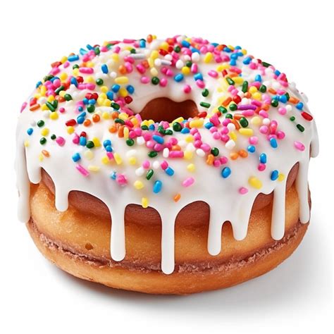 Premium AI Image | A donut with white icing and sprinkles on it