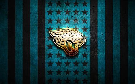 Download wallpapers Jacksonville Jaguars flag, NFL, blue black metal background, american ...