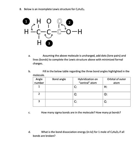 Solved 8. Below is an incomplete Lewis structure for C3H403. | Chegg.com