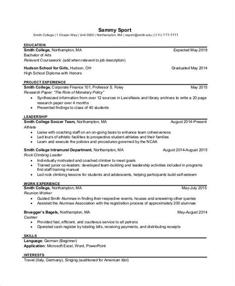 Sample Resume Undergraduate College Student - Free Samples , Examples ...