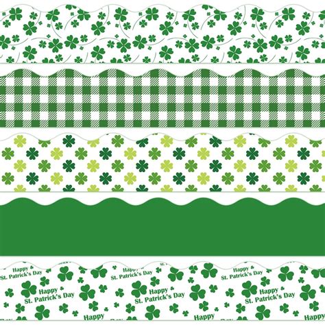 AnyDesign 69 Feet St. Patrick's Day Bulletin Board Border Shamrock Decoration Borders Lucky ...