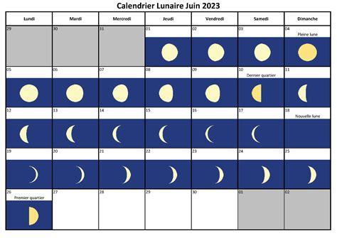 Calendrier lunaire juin 2023 – Dates, phases et visibilité de la lune