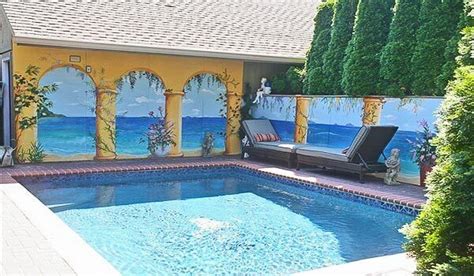 21 Swimming Pool Wall Mural Ideas | Beach wall murals, Beach mural, Backyard pool designs