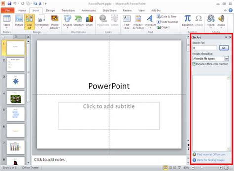 Task Pane in PowerPoint 2010 for Windows