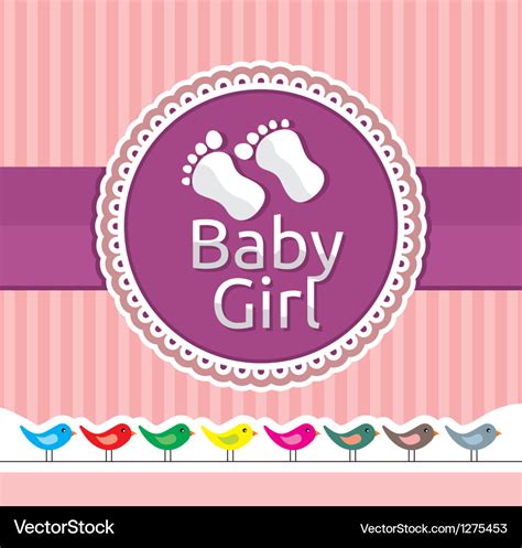 Baby girl arrival announcement card Royalty Free Vector