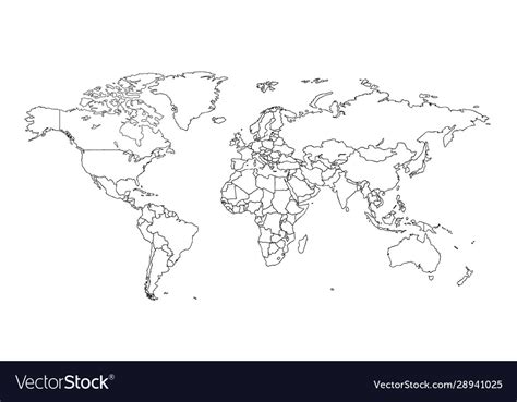 World map contour Royalty Free Vector Image - VectorStock