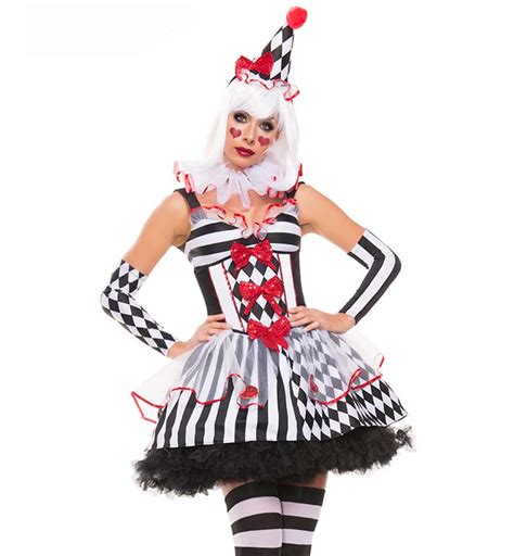 Harlequin Black-white Clown Adult Halloween Circus Costume N10832