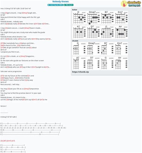 Chord: Nobody Knows - tab, song lyric, sheet, guitar, ukulele | chords.vip