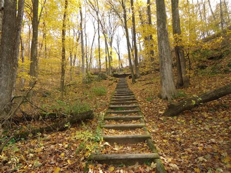 Steps on the hiking trail in Govenor Dodge State Park, Wisconsin image ...