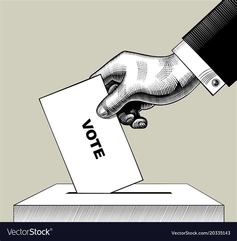 Hand putting voting paper in ballot box Royalty Free Vector