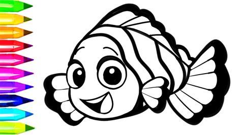 Nemo Clown Fish Coloring Pages | Learn Colors for Kids with Nemo Coloring Book - YouTube