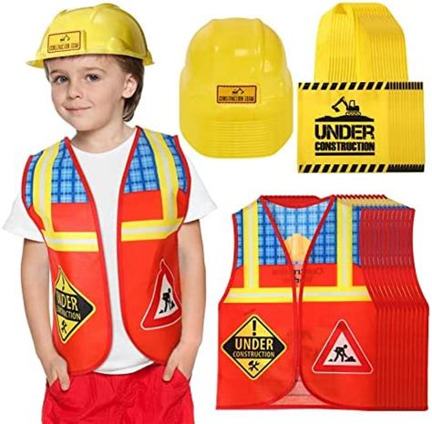 Amazon.com: 24 Pieces Construction Dress up Supplies Construction Costume Including Tote Bag ...