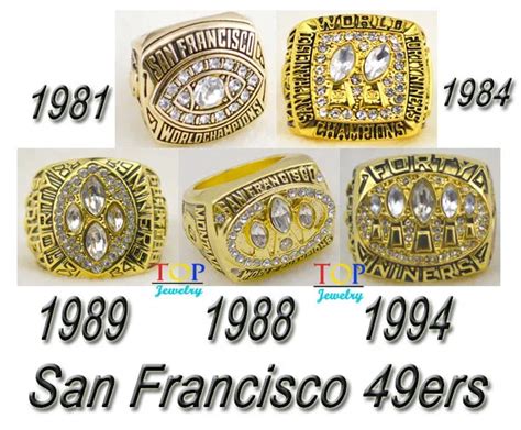 1981 1984 1988 1989 1994 all San Francisco 49ers Super Bowl replic championship rings US Size 11 ...