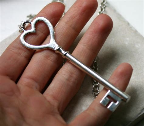 LONG Key to My Heart Necklace in Silver - Etsy