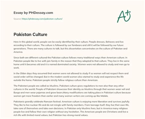 Pakistan Culture Essay Example (300 Words) - PHDessay.com