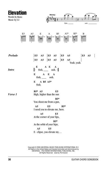 Elevation by U2 - Guitar Chords/Lyrics - Guitar Instructor