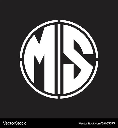 Ms logo initial with circle line cut design Vector Image