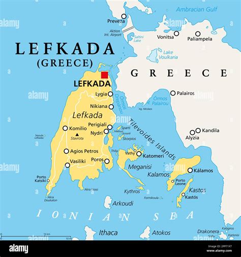 Lefkada, regional unit, political map. Part of the Ionian Islands in ...