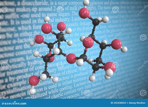 Molecular Model of Lactose, 3D Rendering Stock Illustration - Illustration of lactose, model ...