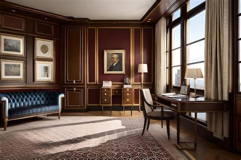 Premium AI Image | A room with a portrait of george washington is framed by a portrait of george ...