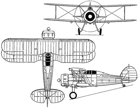 Gloster Gladiator Blueprint - Download free blueprint for 3D modeling