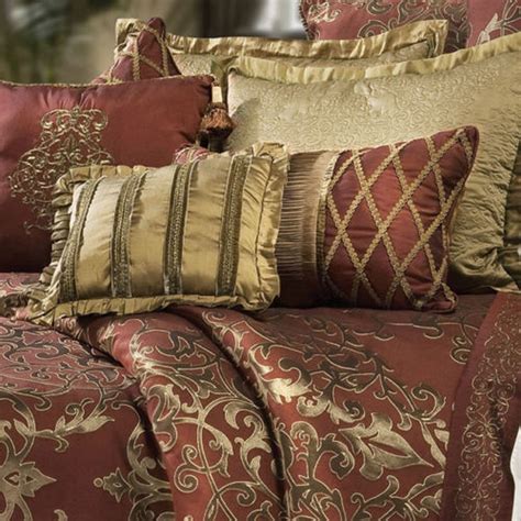 Oversized Cal King Comforter Sets / Deluxe New 9 pcs Gold/Maroon ...