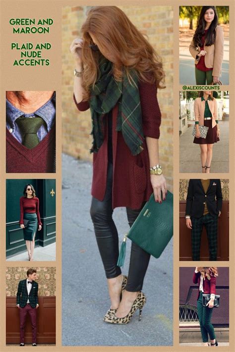 Green plaid maroon and nude Group Outfit Color Schemes | Worship ...