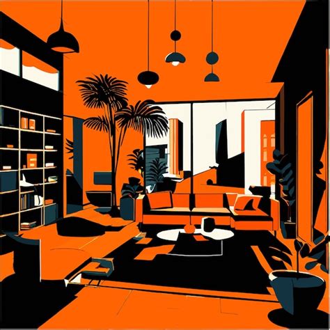 Premium Vector | Modern living room interior design vector illustration