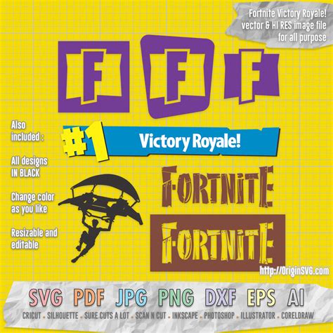 Fortnite Victory Royale and Paratrooper – Sticker SVG cut files ...