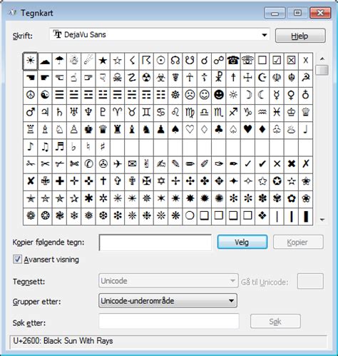 Unicode Symbols List