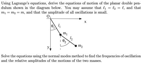 Solved Using Lagrange's equations, derive the equations of | Chegg.com