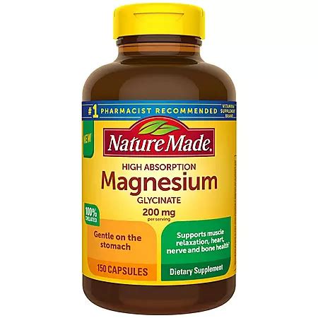 Nature Made Magnesium Glycinate 200 mg Capsules, for Muscle Relaxation† (150 ct.) - Sam's Club