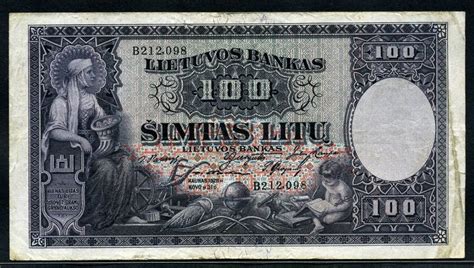 Lithuania currency 100 Litu banknote of 1928|World Banknotes & Coins ...